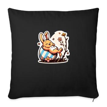 Lapin de Pâques paresseux et mignon - Housse de coussin décorative 45 x 45 cm - noir - Devant