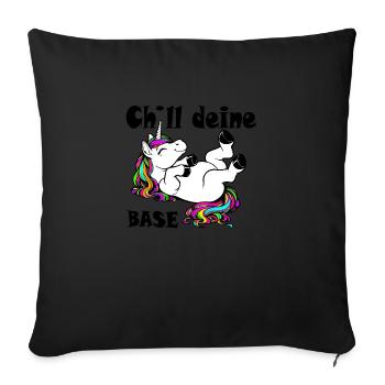 Chillen wie ein Einhorn - Sofakissenbezug 45 x 45 cm - Schwarz - Vorne