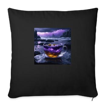 Storm in a teacup - Sofa pillowcase 17,3'' x 17,3'' (45 x 45 cm) - black - Front