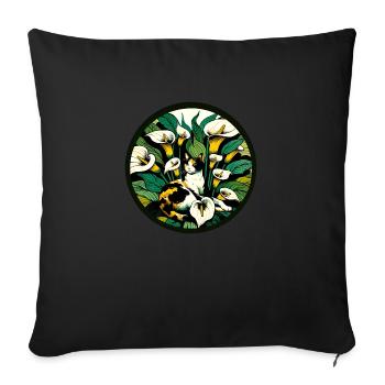 Calla Lily Calico Cat - Sofa pillowcase 17,3'' x 17,3'' (45 x 45 cm) - black - Front