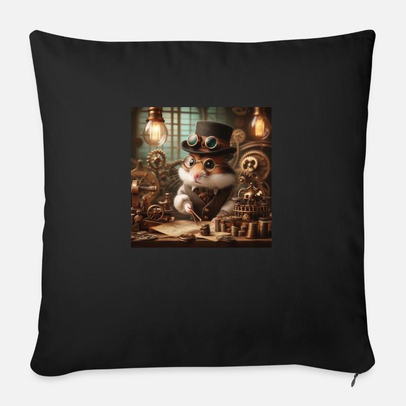 Steampunk Hamster - Sofakissenbezug 45 x 45 cm - Schwarz