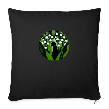 Black Cat Lily of the Valley - Sofa pillowcase 17,3'' x 17,3'' (45 x 45 cm) - black - Front
