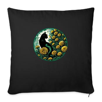 Souci chat noir - Housse de coussin décorative 45 x 45 cm - noir - Devant
