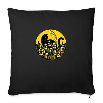 Black Cat Lily of the Valley - Sofa pillowcase 17,3'' x 17,3'' (45 x 45 cm) - black - Front