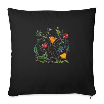 Blumen - Sofakissenbezug 45 x 45 cm - Schwarz - Vorne