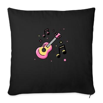 Cute pink guiter art with music and stars - Sofa pillowcase 17,3'' x 17,3'' (45 x 45 cm) - black - Front