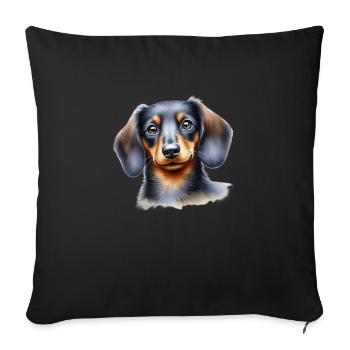 Cute Dachshund Dog in Watercolor Painting - Sofa pillowcase 17,3'' x 17,3'' (45 x 45 cm) - black - Front