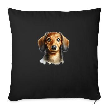 Cute Dachshund Dog in Watercolor Painting - Sofa pillowcase 17,3'' x 17,3'' (45 x 45 cm) - black - Front