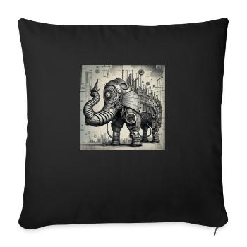 Cyberpunk Steampunk Cyborg Style Elephant - Sofa pillowcase 17,3'' x 17,3'' (45 x 45 cm) - black - Front