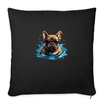 Champion de natation canine - Housse de coussin décorative 45 x 45 cm - noir - Devant