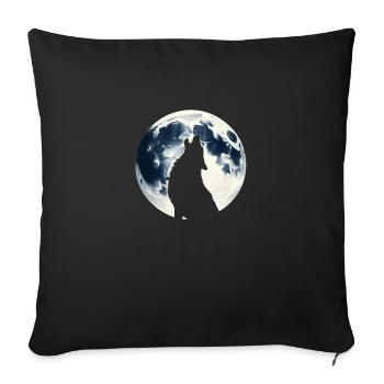 Wolf heult bei Vollmond - Sofakissenbezug 45 x 45 cm - Schwarz - Vorne