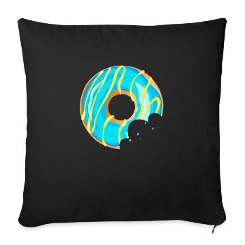 donut croquer manger boucher patisserie 120323 Q - Housse de coussin décorative 45 x 45 cm - noir - Devant