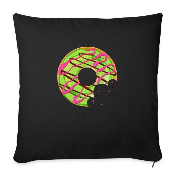donut croquer manger boucher patisserie 12 4 Q - Housse de coussin décorative 45 x 45 cm - noir - Devant