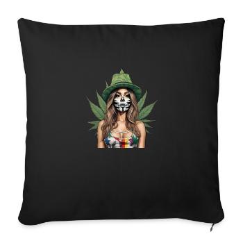 Cannabis Ikone mit einem Hauch von Mysterium - Sofakissenbezug 45 x 45 cm - Schwarz - Vorne