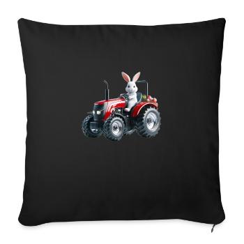 Osterhase auf rotem Traktor - Sofakissenbezug 45 x 45 cm - Schwarz - Vorne