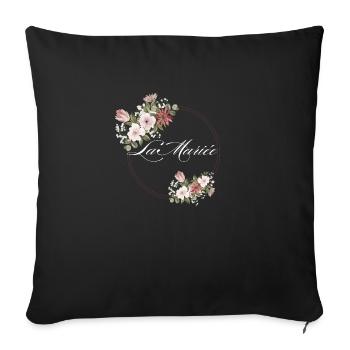 La mariée floral-idée cadeau Evjf - Housse de coussin décorative 45 x 45 cm - noir - Devant
