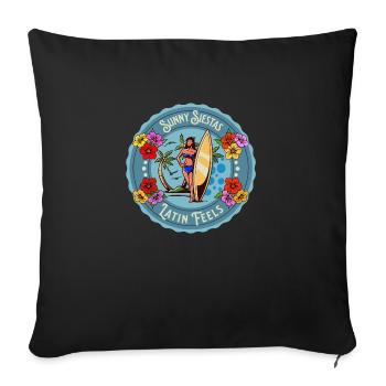 Plage tropicale latine Vagues d’été Vacances ensoleillées - Housse de coussin décorative 45 x 45 cm - noir - Devant