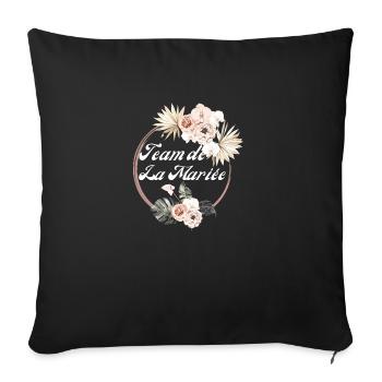 Tropical Floral Bridal Team - Bachelorette Party Gift Idea - Sofa pillowcase 17,3'' x 17,3'' (45 x 45 cm) - black - Front