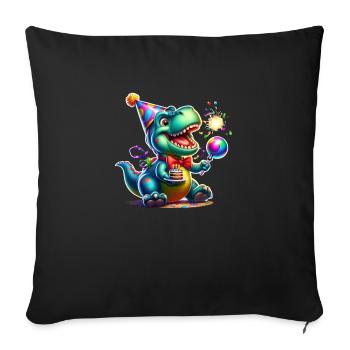 Party Dino - Sofa pillowcase 17,3'' x 17,3'' (45 x 45 cm) - black - Front