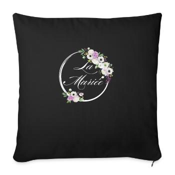 Die lila Blumenbraut - Braut Geschenkidee - Sofakissenbezug 45 x 45 cm - Schwarz - Vorne