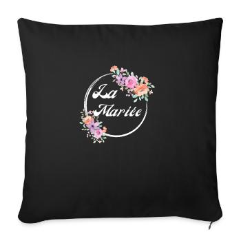 Die rosa Blumenbraut - Braut Geschenkidee - Sofakissenbezug 45 x 45 cm - Schwarz - Vorne