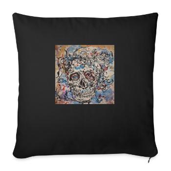 abstract skull design by Benjamin Iddouche - Sofa pillowcase 17,3'' x 17,3'' (45 x 45 cm) - black - Front