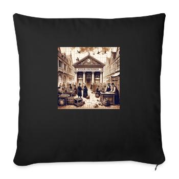 First ever stock exchange - Sofa pillowcase 17,3'' x 17,3'' (45 x 45 cm) - black - Front