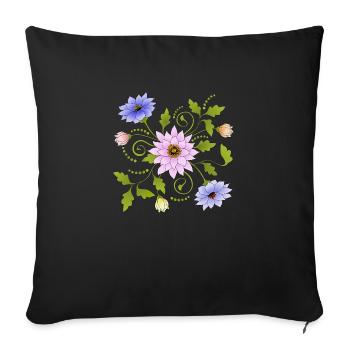 Flowers - Sofa pillowcase 17,3'' x 17,3'' (45 x 45 cm) - black - Front
