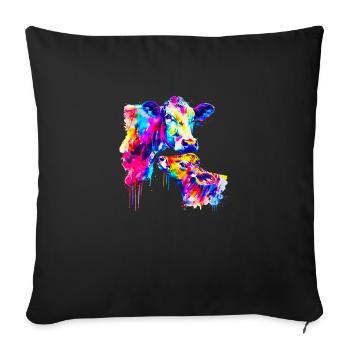 Cow with calf - Sofa pillowcase 17,3'' x 17,3'' (45 x 45 cm) - black - Front