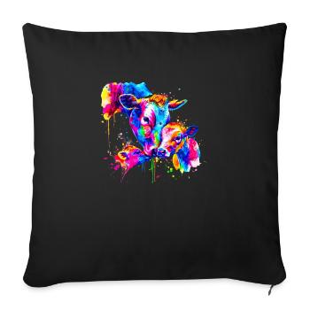 Vache avec 3 veaux - Housse de coussin décorative 45 x 45 cm - noir - Devant