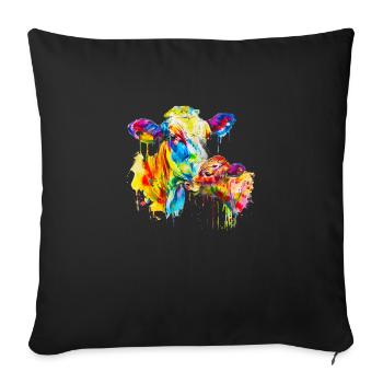 Cow and her calf, mother cow - Sofa pillowcase 17,3'' x 17,3'' (45 x 45 cm) - black - Front