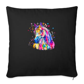Cheval coloré - Housse de coussin décorative 45 x 45 cm - noir - Devant