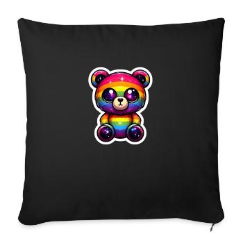 Rainbow teddy bear LGBT - Sofa pillowcase 17,3'' x 17,3'' (45 x 45 cm) - black - Front