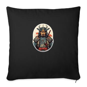 Guerrier samouraï japonais - Housse de coussin décorative 45 x 45 cm - noir - Devant