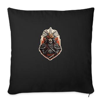 Guerrier samouraï japonais - Housse de coussin décorative 45 x 45 cm - noir - Devant