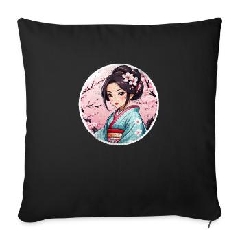 Japanese woman in kimono - Japan - manga - Sofa pillowcase 17,3'' x 17,3'' (45 x 45 cm) - black - Front