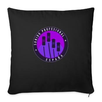 Logo with purple background. - Sofa pillowcase 17,3'' x 17,3'' (45 x 45 cm) - black - Front