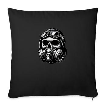 Stylischer Totenkopf mit Gasmaske - Sofakissenbezug 45 x 45 cm - Schwarz - Vorne