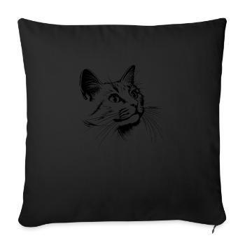 Cat, Cat Motif, Cat Face - Sofa pillowcase 17,3'' x 17,3'' (45 x 45 cm) - black - Front