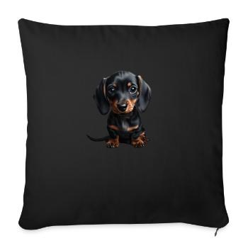 Cute Puppy Dachshund V1 - Sofakissenbezug 45 x 45 cm - Schwarz - Vorne