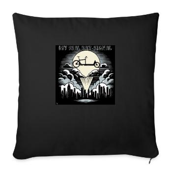 Cargo bike in Bat-Signal style, cargo bike - Sofa pillowcase 17,3'' x 17,3'' (45 x 45 cm) - black - Front