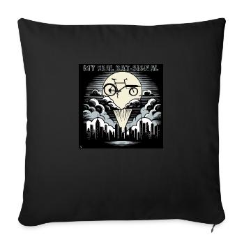 Cargo bike in Bat-Signal style, cargo bike - Sofa pillowcase 17,3'' x 17,3'' (45 x 45 cm) - black - Front