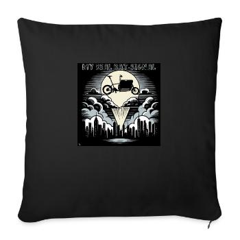 Cargo bike in Bat-Signal style, cargo bike - Sofa pillowcase 17,3'' x 17,3'' (45 x 45 cm) - black - Front