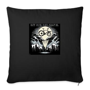 Cargo bike in Bat-Signal style, cargo bike - Sofa pillowcase 17,3'' x 17,3'' (45 x 45 cm) - black - Front