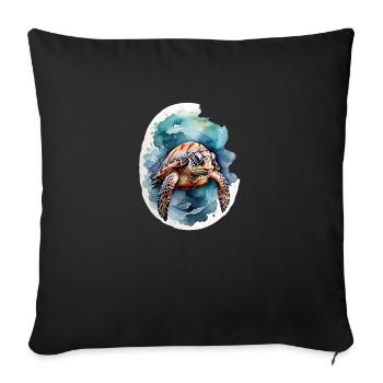 Sea's turtle under water - Sofa pillowcase 17,3'' x 17,3'' (45 x 45 cm) - black - Front