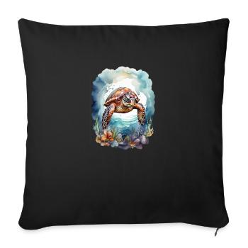 Sea's turtle under water - Sofa pillowcase 17,3'' x 17,3'' (45 x 45 cm) - black - Front