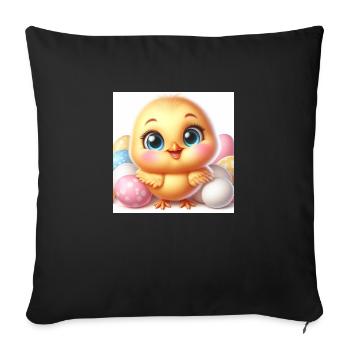 Sweet Chick The Chick with Colored Easter Eggs - Sofa pillowcase 17,3'' x 17,3'' (45 x 45 cm) - black - Front