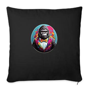 Gorille comique drôle - Housse de coussin décorative 45 x 45 cm - noir - Devant