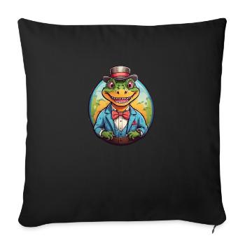 Crocodile comique drôle - Housse de coussin décorative 45 x 45 cm - noir - Devant