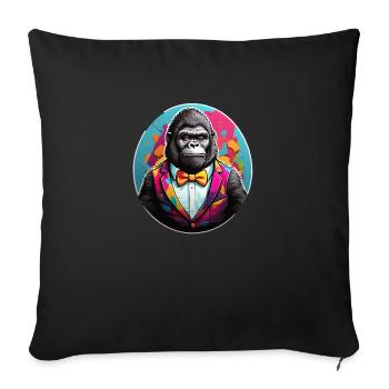 Gorille comique drôle - Housse de coussin décorative 45 x 45 cm - noir - Devant